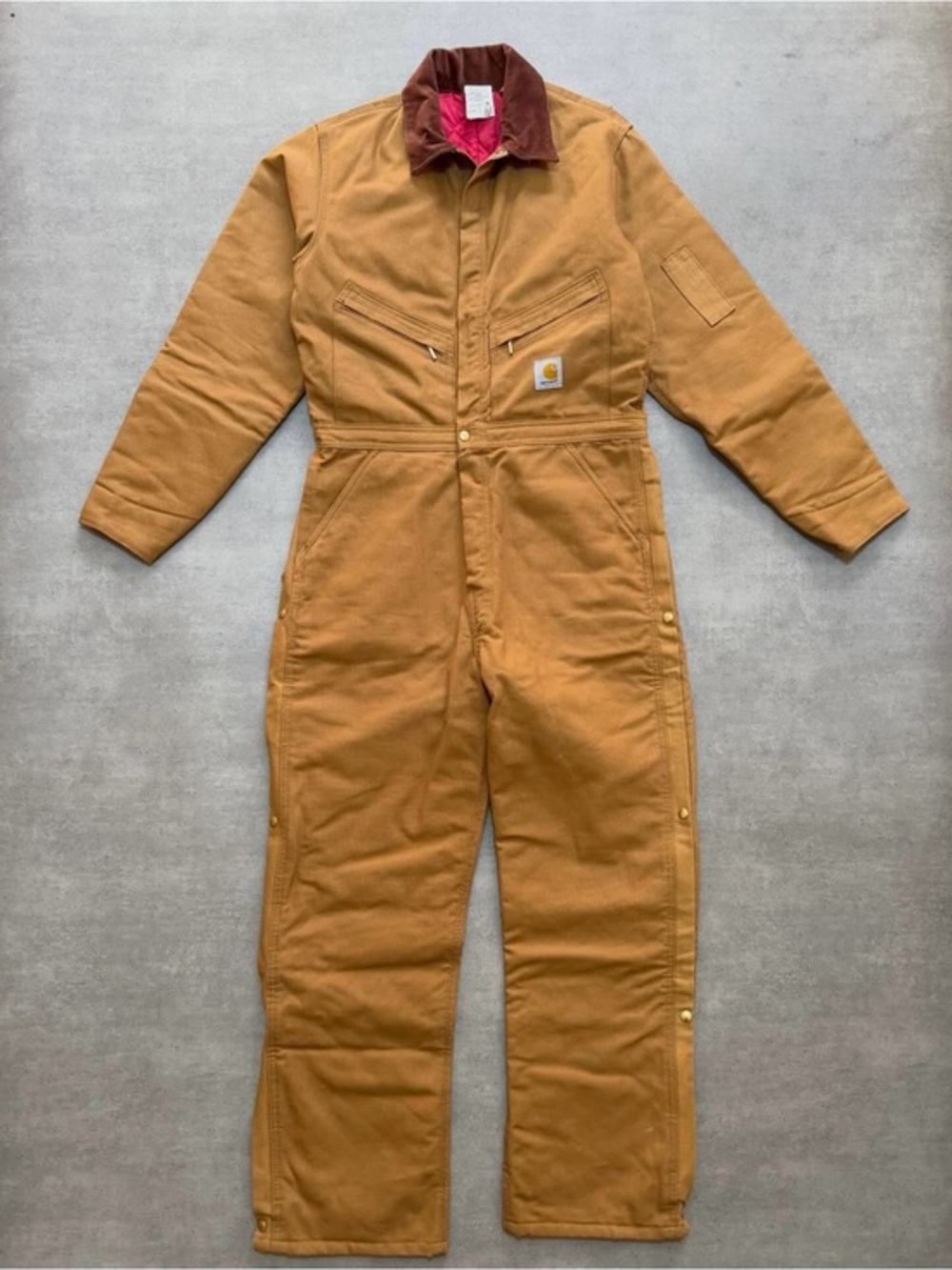 Vintage Carhartt 996QZR Coveralls Quilted Lined Duck Canvas Made in USA Brown 38